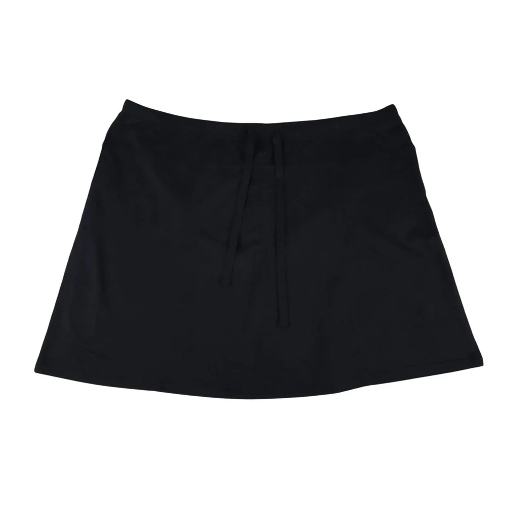 Avenue Active Skort Women 18/20 Black Drawstring Elastic Waist Built-in Shorts